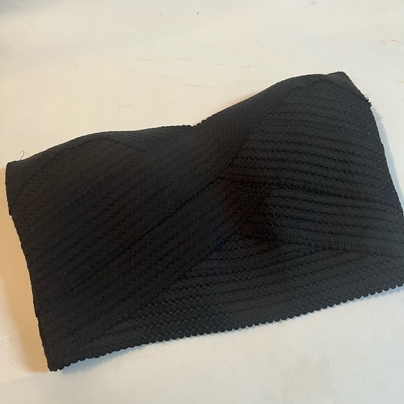 Express Strapless Crop Top Sz S Black Zip Back - Picture 6 of 10